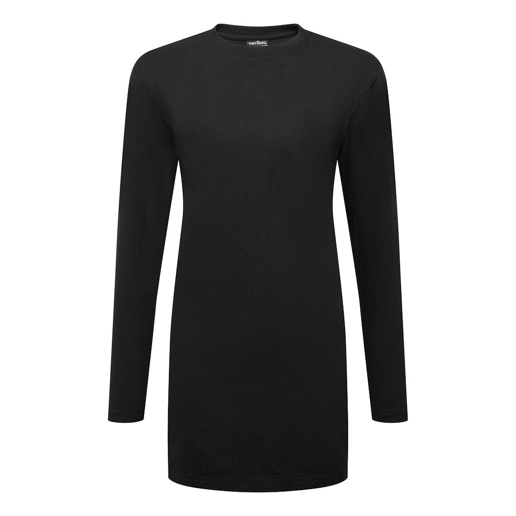T-shirt da donna manica lunga in cotone a collo alto – Nero
