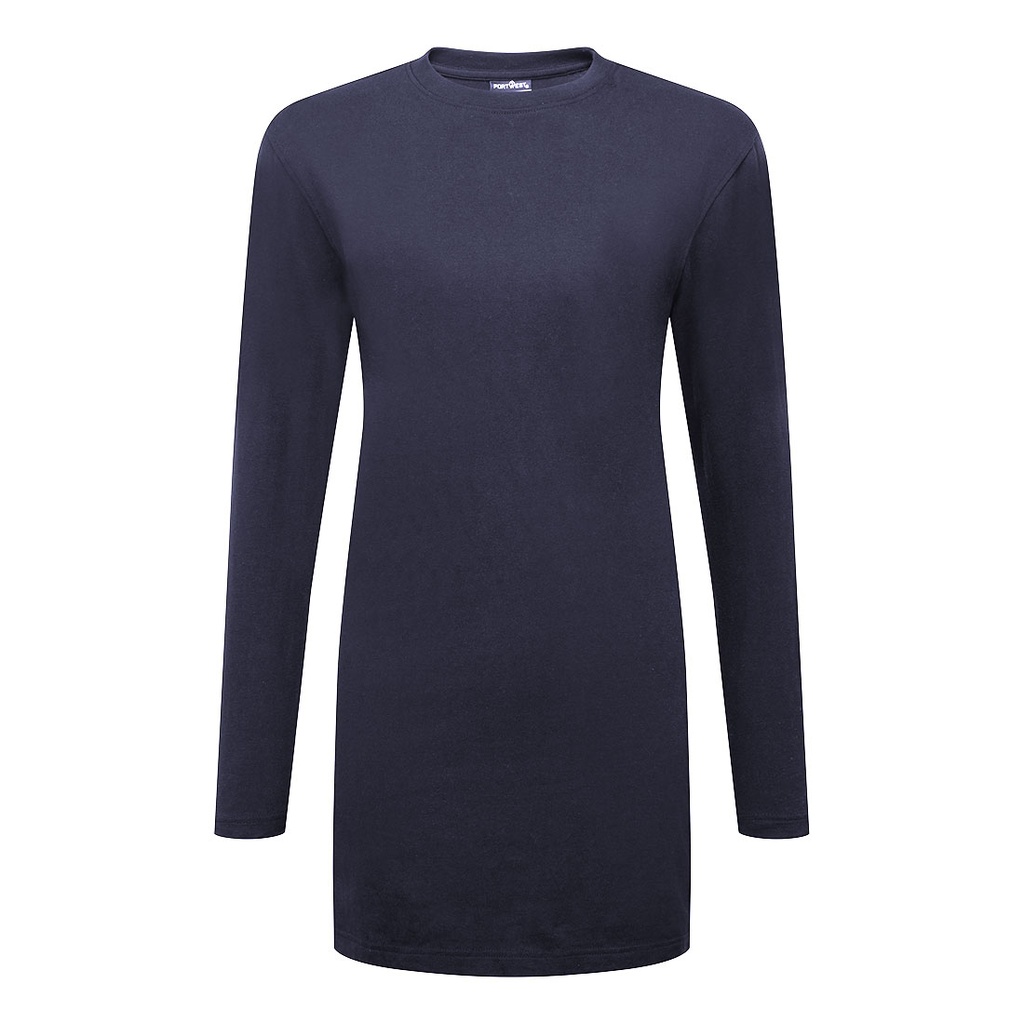T-shirt da donna manica lunga in cotone a collo alto – Blu navy