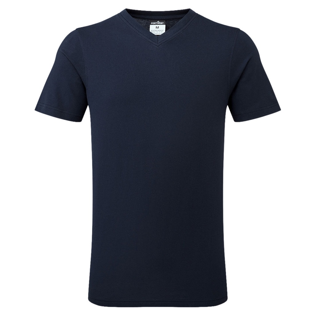 T-Shirt in cotone con scollo a V – Blu navy (NAR)