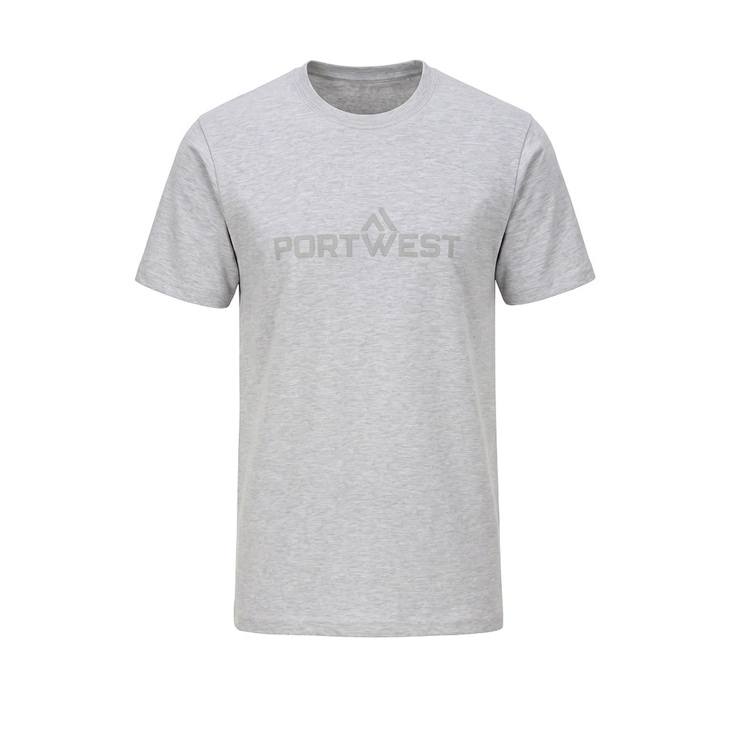 T-shirt manica corta in cotone con logo in rilievo – Grigio mélange