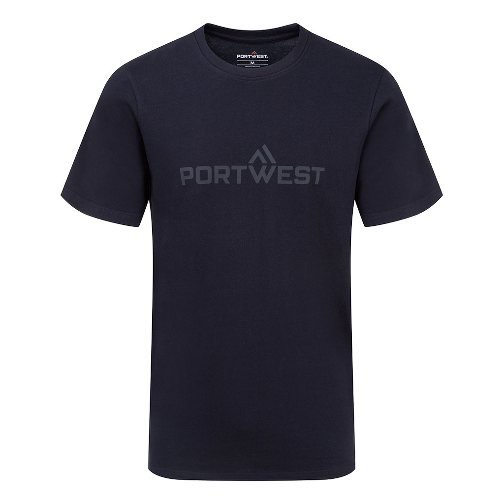 T-shirt manica corta in cotone con logo in rilievo – Blu navy