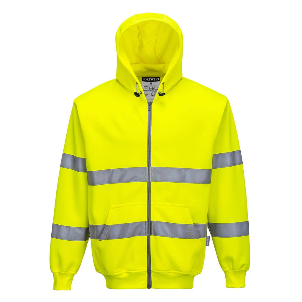 Felpa con cappuccio e zip alta visibilità classe 3 – Giallo