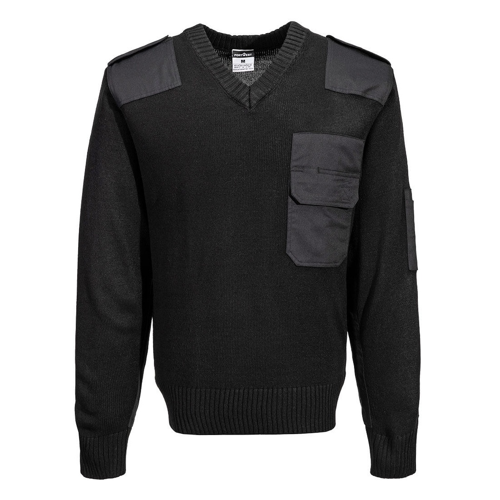 Maglione Nato in acrilico con rinforzi – Nero
