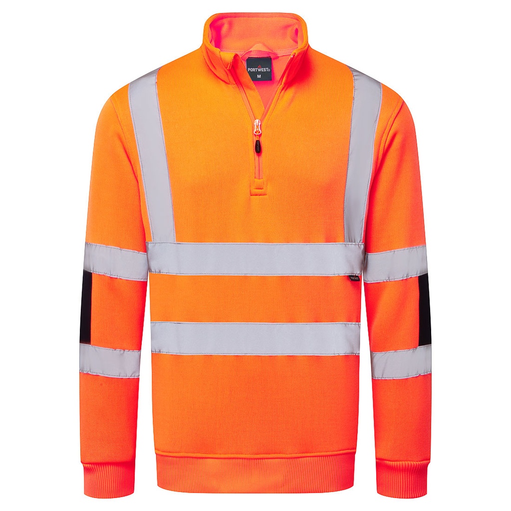 Felpa in maglia ad alta visibilità mezza zip – Arancione
