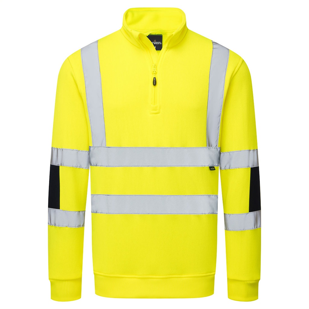 Felpa in maglia alta visibilità con mezza zip classe 3 – Giallo