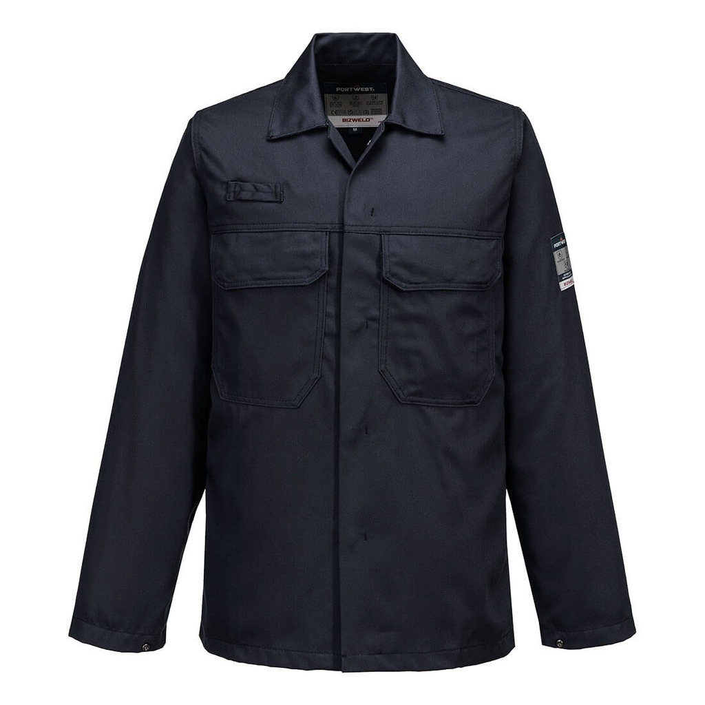 Giacca ignifuga per saldatura Bizweld Work con bottoni a pressione – Blu navy