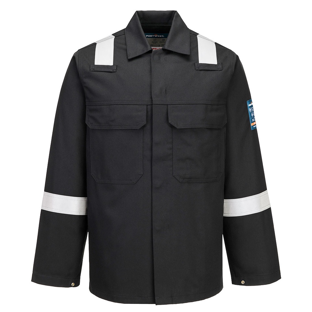 Giacca ignifuga per saldatura Bizweld Work Iona con bande riflettenti – Nero