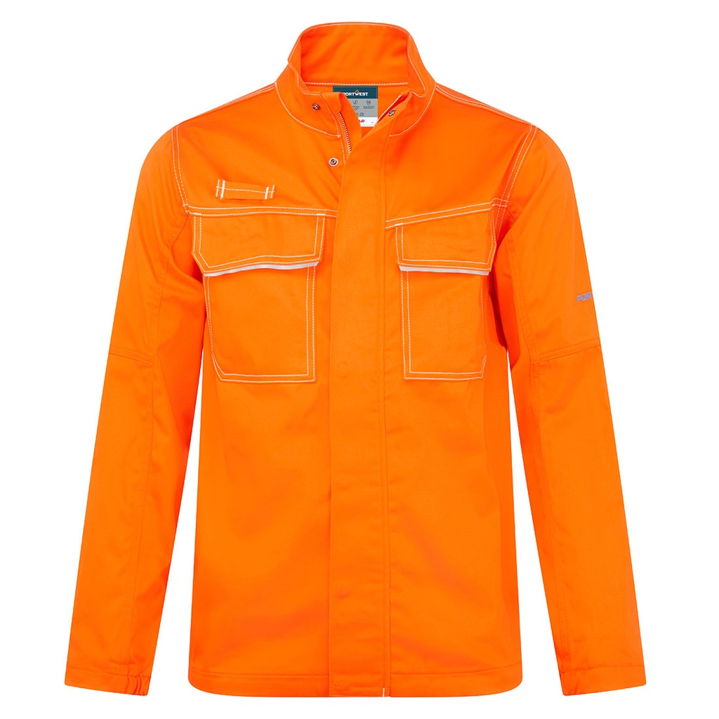 Giacca ignifuga per saldatura Bizweld Work con zip nascosta – Arancione