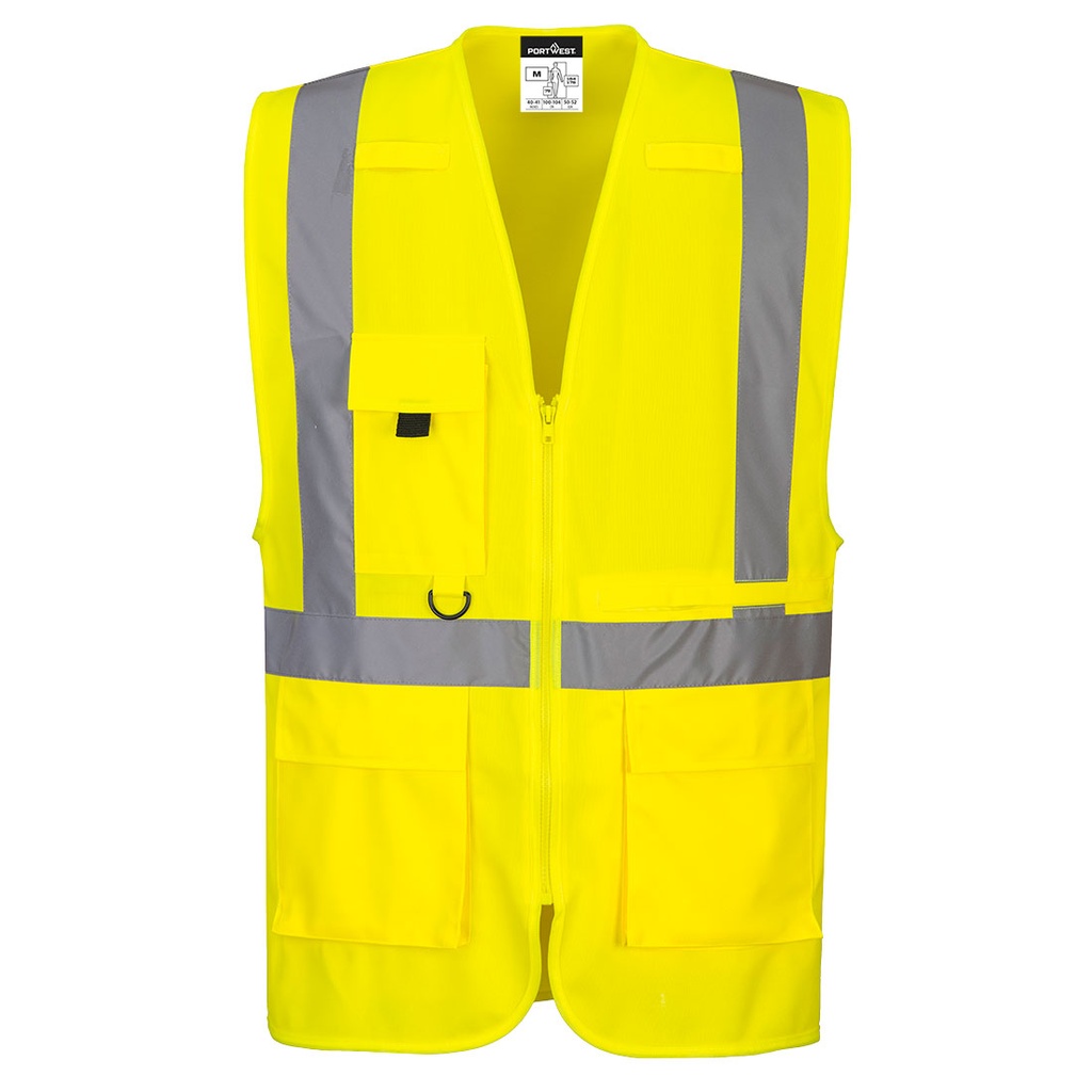 Gilet Executive ad alta visibilità con tasca per tablet – Giallo