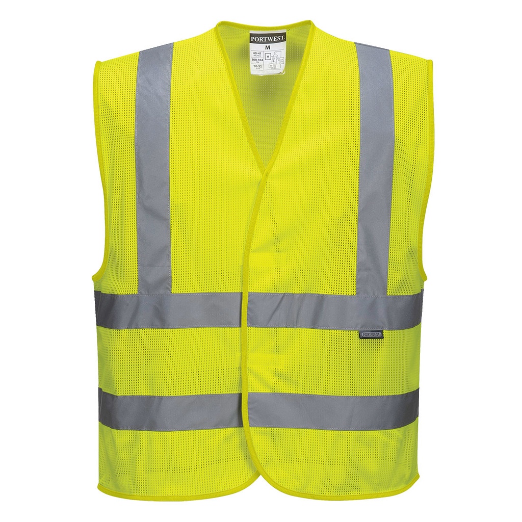 Gilet alta visibilità in rete con bande e bretelle classe 2 – Giallo