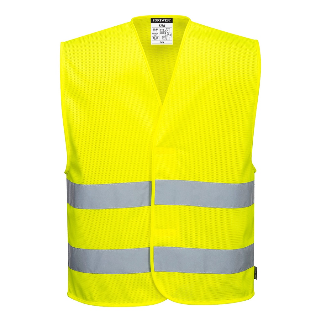 Gilet alta visibilità in rete a due bande classe 2 – Giallo