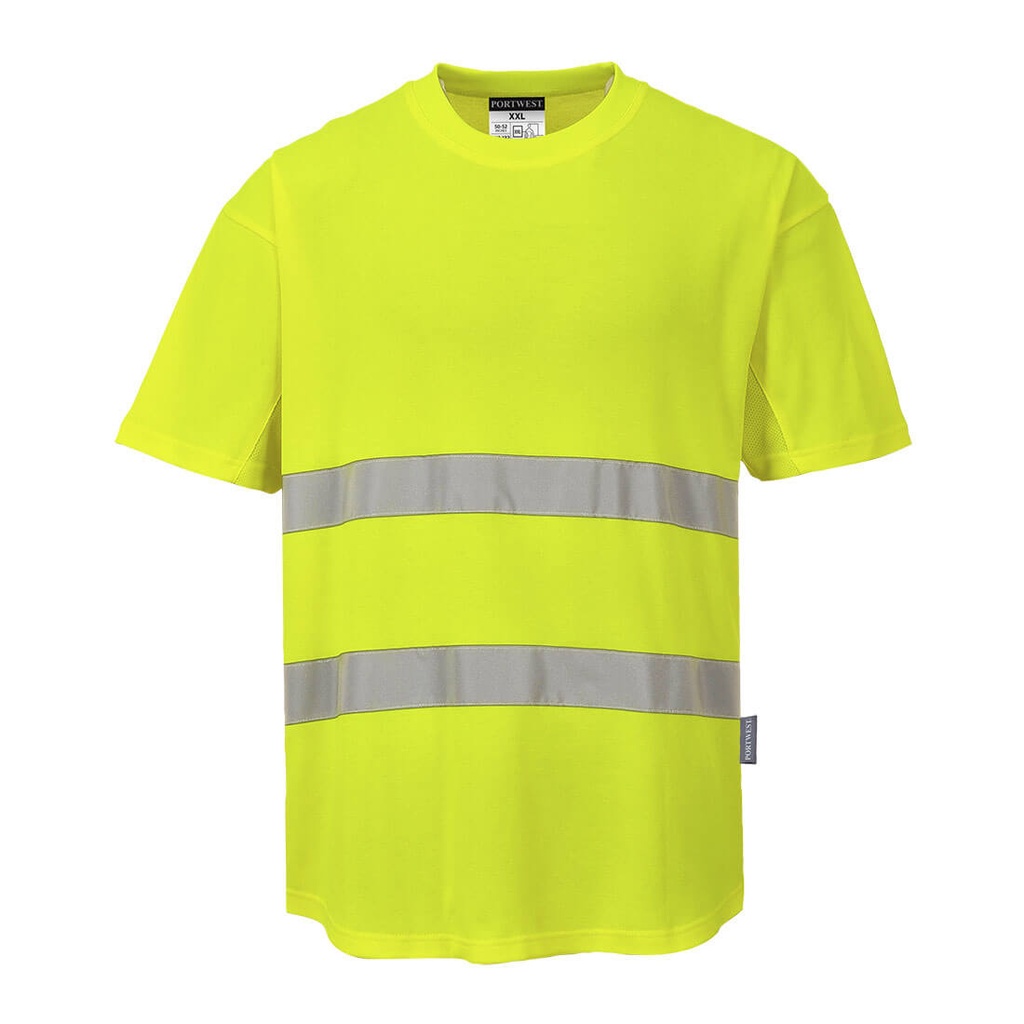 T-shirt alta visibilità Cotton Comfort con inserti in rete classe 2 – Giallo