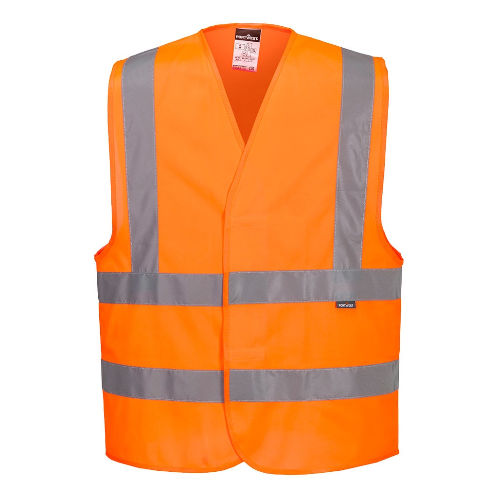 Gilet alta visibilità con due bande e bretelle classe 2 – Arancione