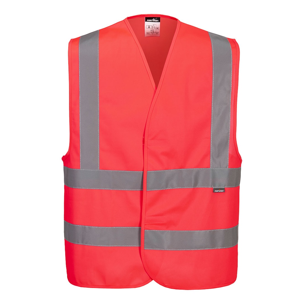 Gilet alta visibilità con due bande e bretelle classe 2 – Rosso