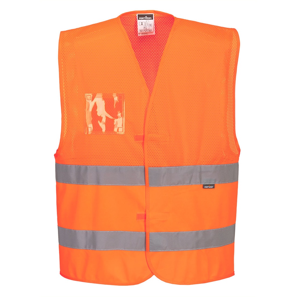 Gilet alta visibilità mezza rete a due bande classe 1 – Arancione