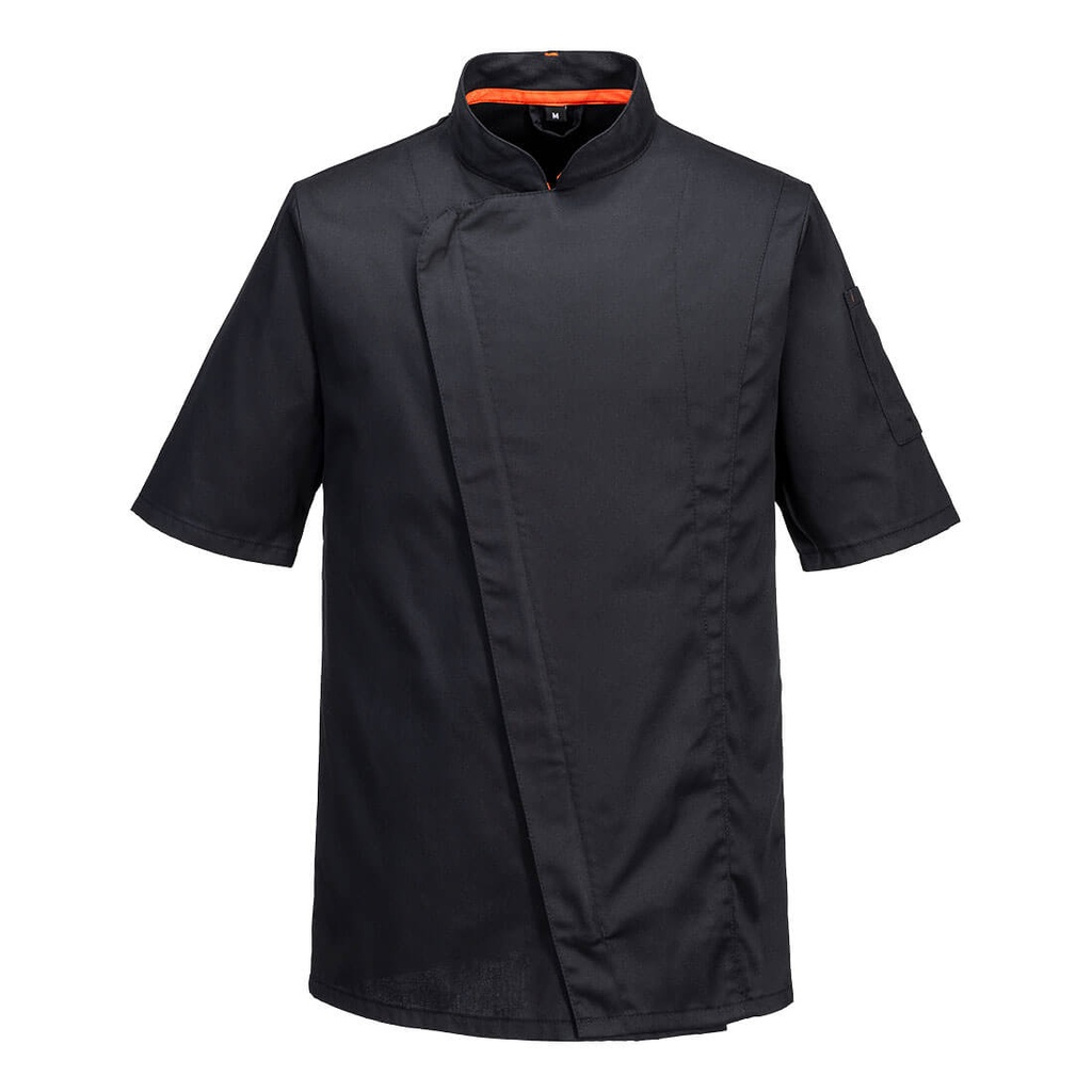 Giacca da cuoco asimmetrica manica corta MeshAir Pro – Nero
