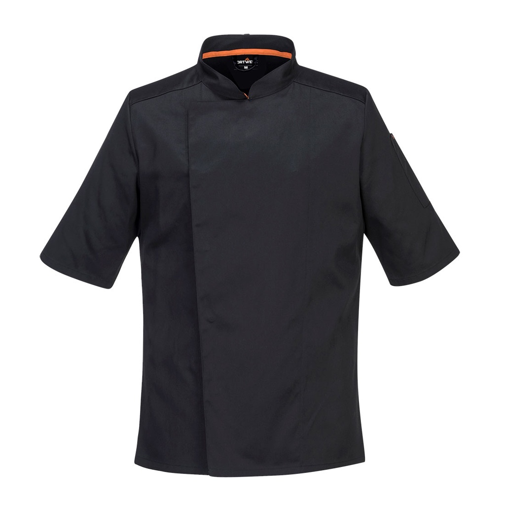 Giacca da cuoco elasticizzata manica corta MeshAir Pro – Nero
