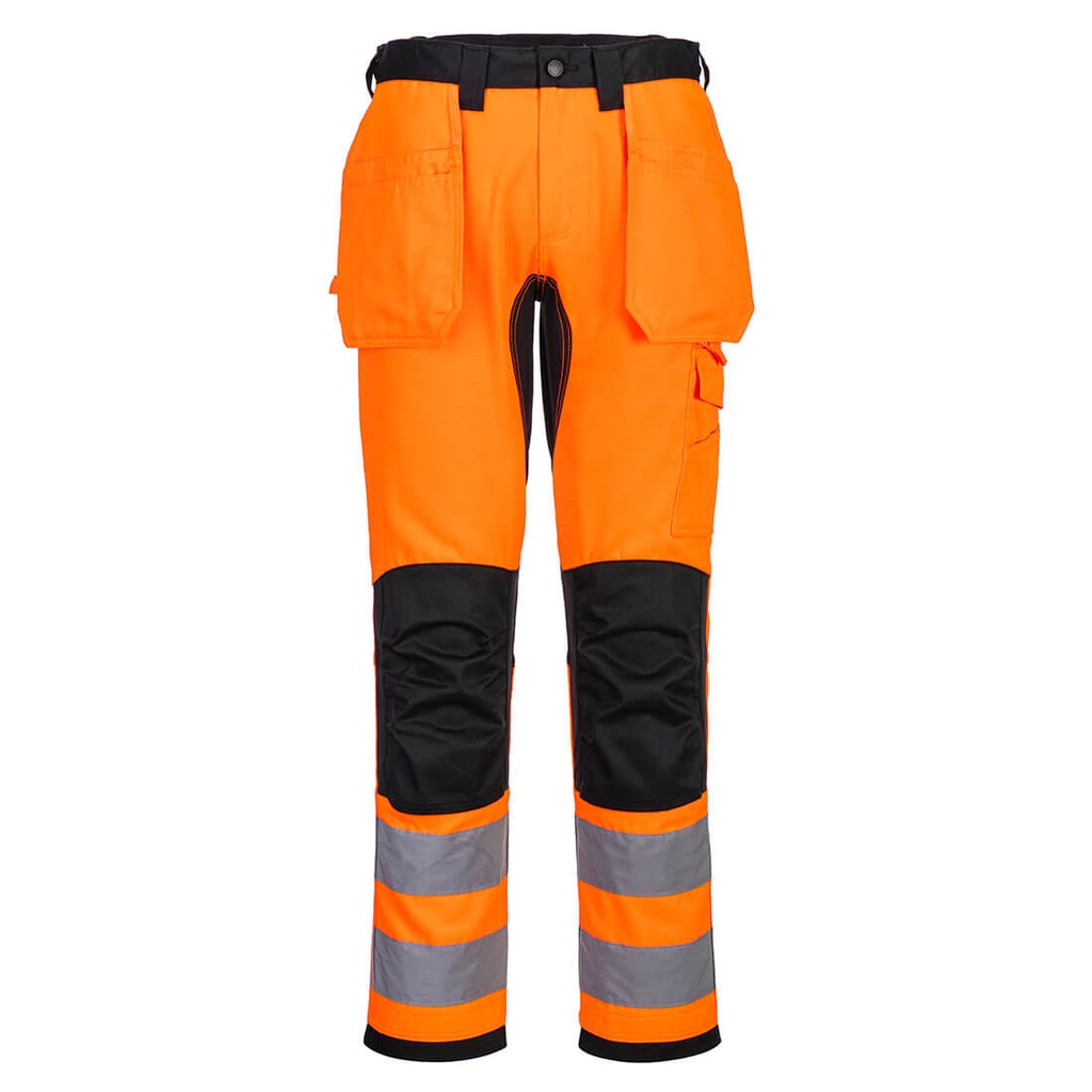 Pantaloni alta visibilità WX2 Eco con tasche holster classe 2 – Arancione/nero