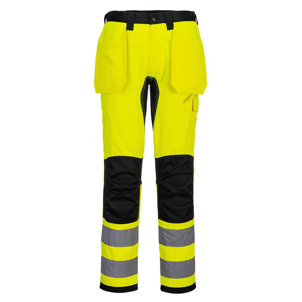 Pantaloni alta visibilità WX2 Eco con tasche holster classe 2 – Giallo/nero