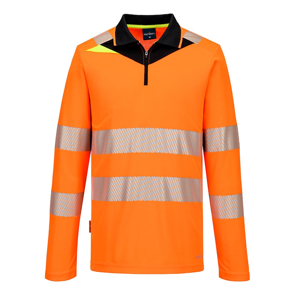 Polo alta visibilità DX4 L/S – Arancione/nero