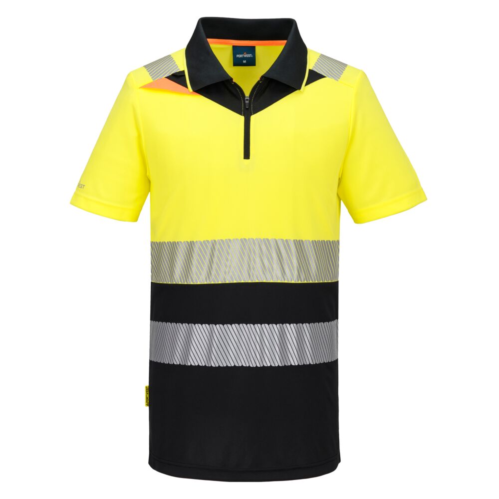 Polo manica corta con zip alta visibilità DX4 classe 1 – Giallo/nero