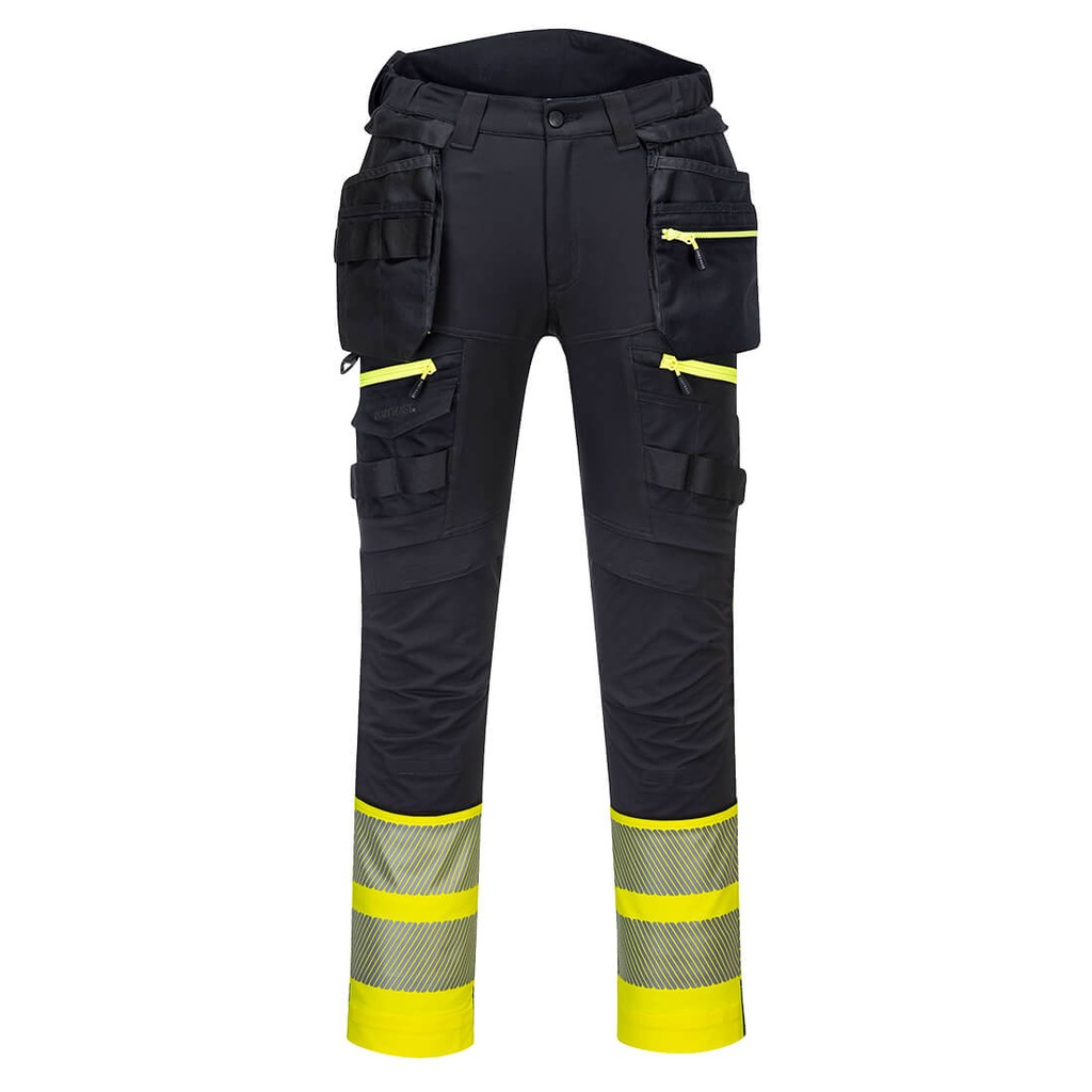 Pantaloni alta visibilità DX4 con tasche holster staccabili classe 1 – Giallo/nero