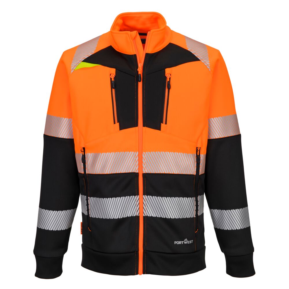 DX4 Felpa Hi-Vis  Classe 1 con collo a imbuto e chiusura a zip – Arancione/nero