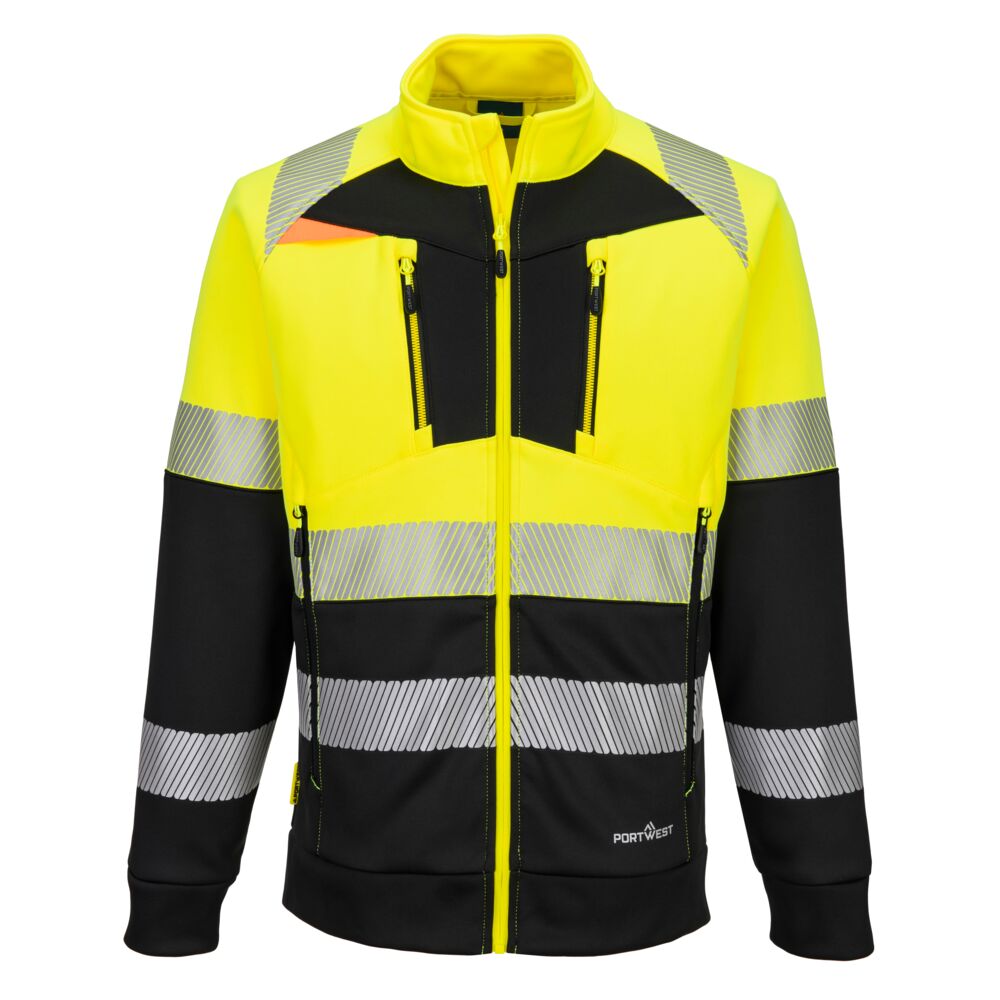 Felpa alta visibilità DX4 collo alto con zip classe 1 – Giallo/nero