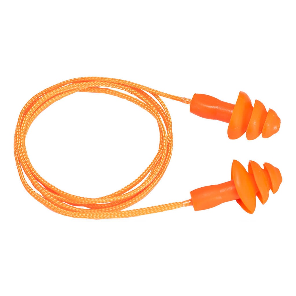 Tappi auricolari riutilizzabili in TPR con cordino (conf. 50 paia) – Arancione