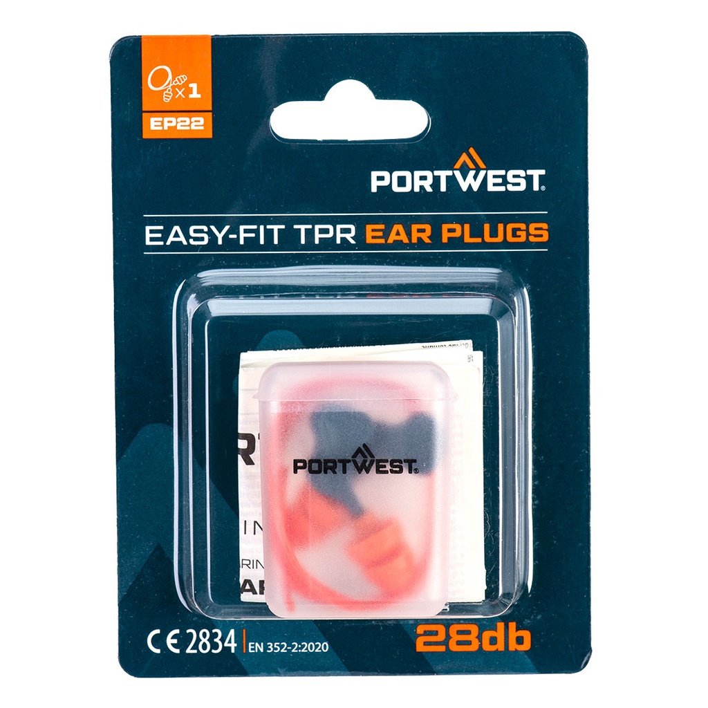 Tappi auricolari Easy Fit in TPR con cordino (1 paio) – Arancione