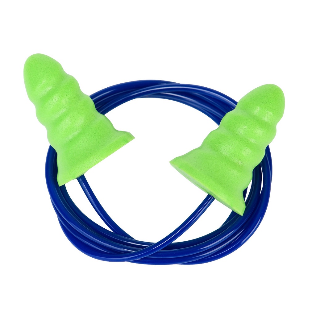 Tappi auricolari monouso in PU con cordino, bassa attenuazione (200 paia) – Verde