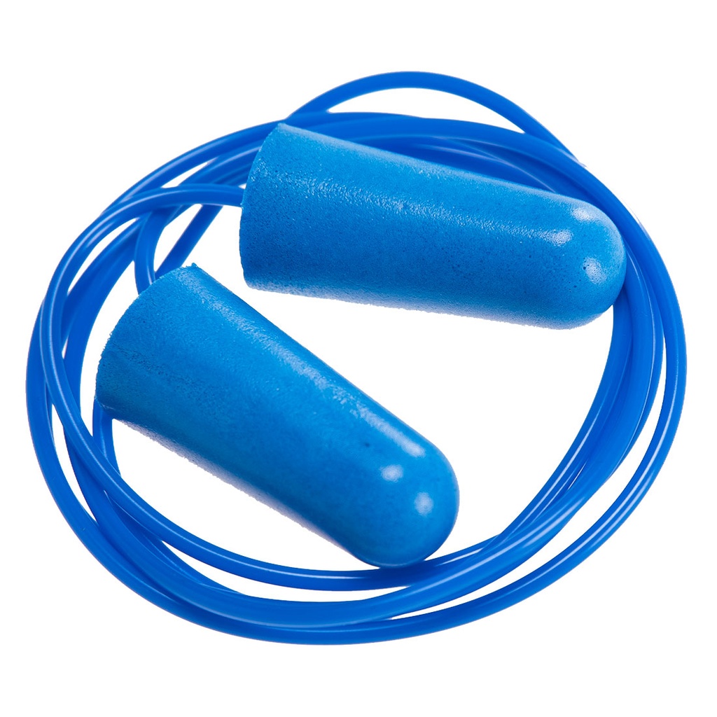 Tappi auricolari rilevabili in PU con cordino (conf. 200 paia) – Blu