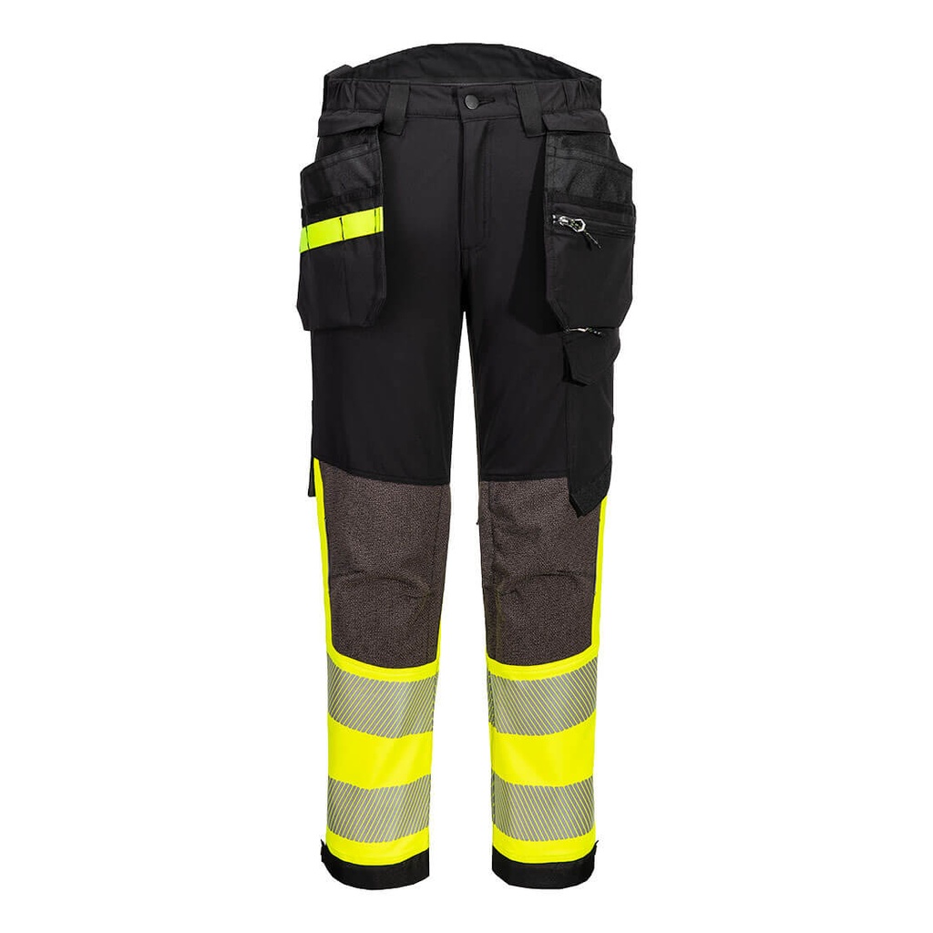 Pantaloni elasticizzati alta visibilità EV4 con holster staccabili classe 1 – Giallo/nero