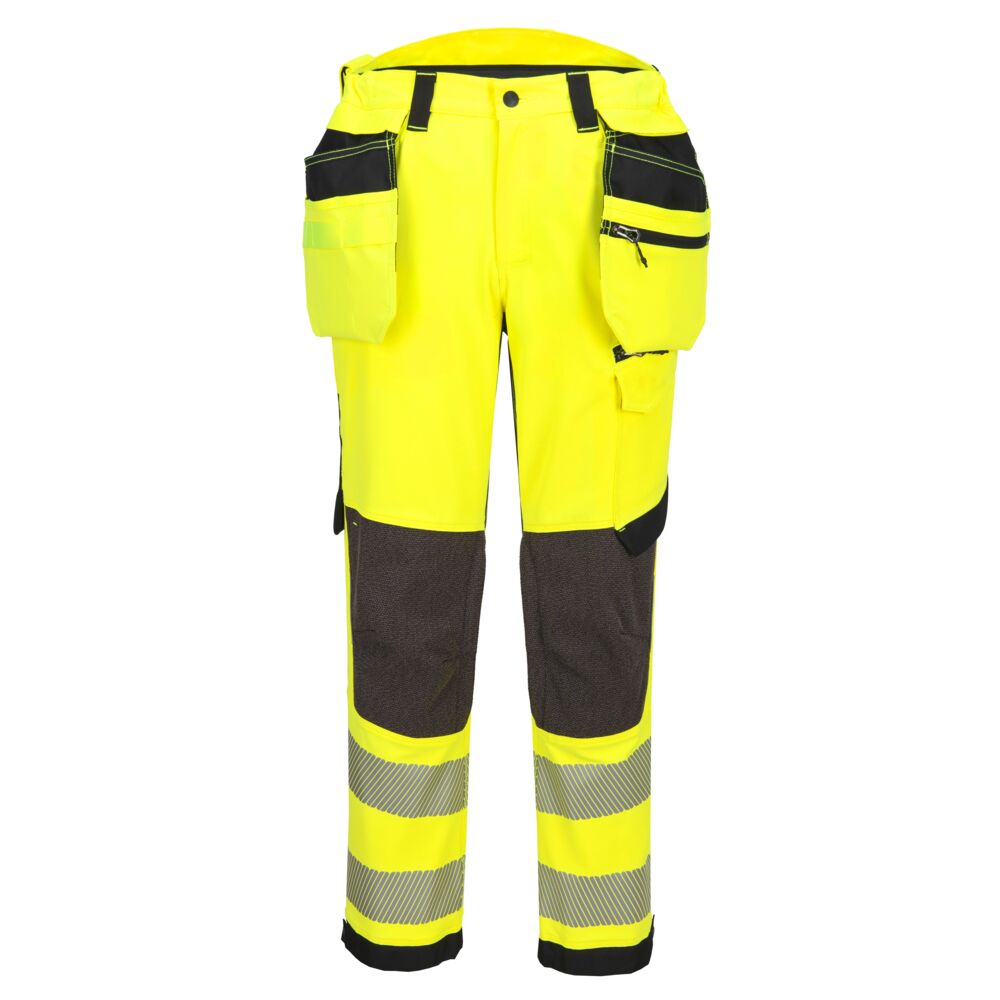 Pantaloni elasticizzati alta visibilità EV4 con holster staccabili classe 2 – Giallo/nero