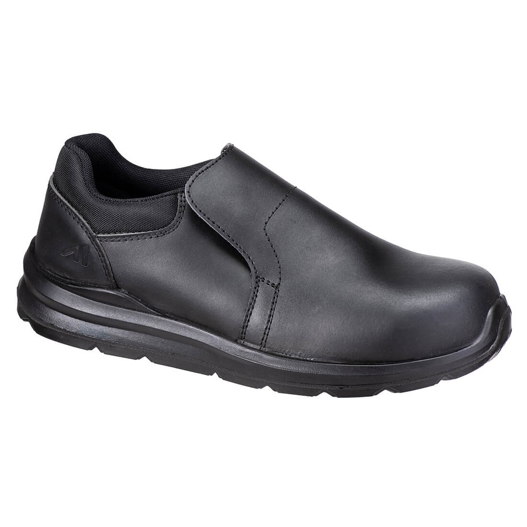 Scarpa antinfortunistica senza lacci in pelle con puntale in composito S3S SR FO – Nero