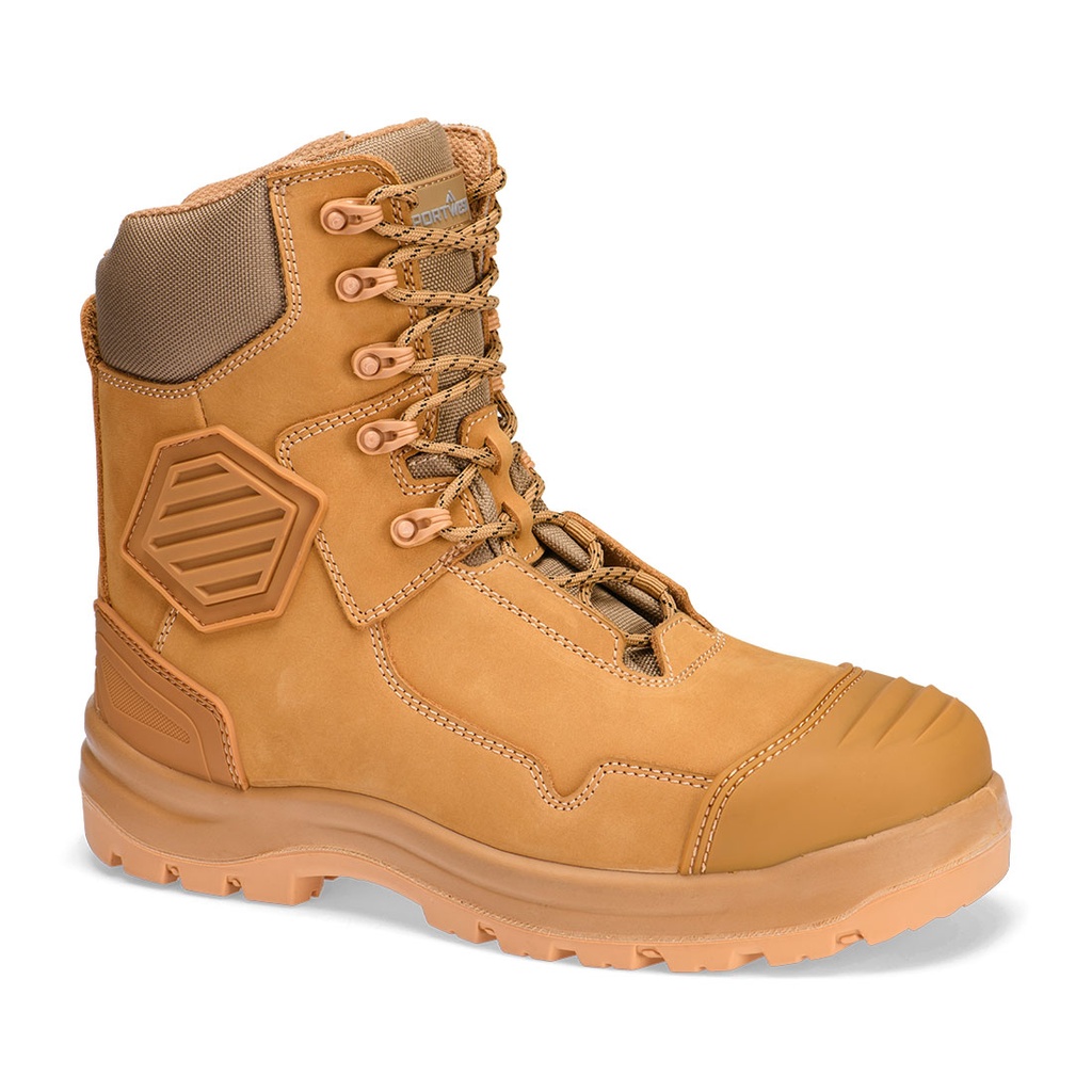 Stivale antinfortunistico alto in pelle composito S3S HRO FO SC HI CI AN LG SR – Grano