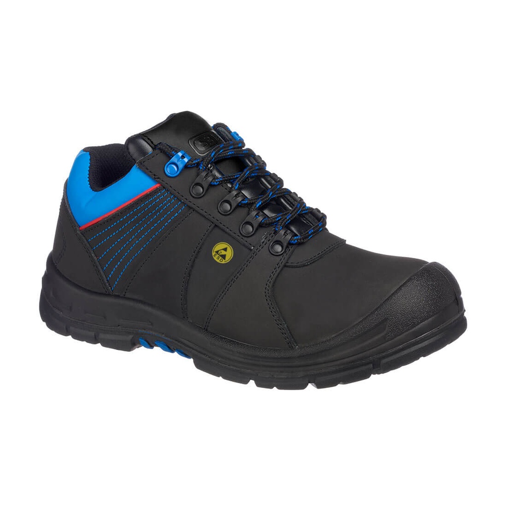 Scarpa antinfortunistica bassa Protector in nabuk composito S3 ESD HRO SRC – Nero/blu