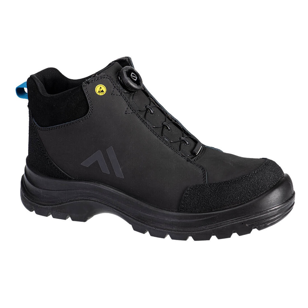Scarponcino antinfortunistico in nabuk lacci a filo composito S3S ESD SR FO – Nero/blu
