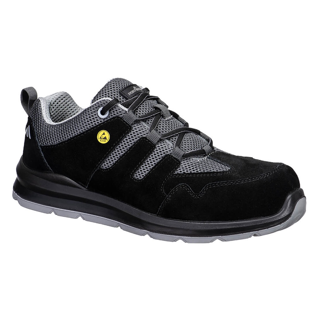 Scarpa antinfortunistica sportiva scamosciata puntale in composito S1 ESD SR FO – Nero/grigio