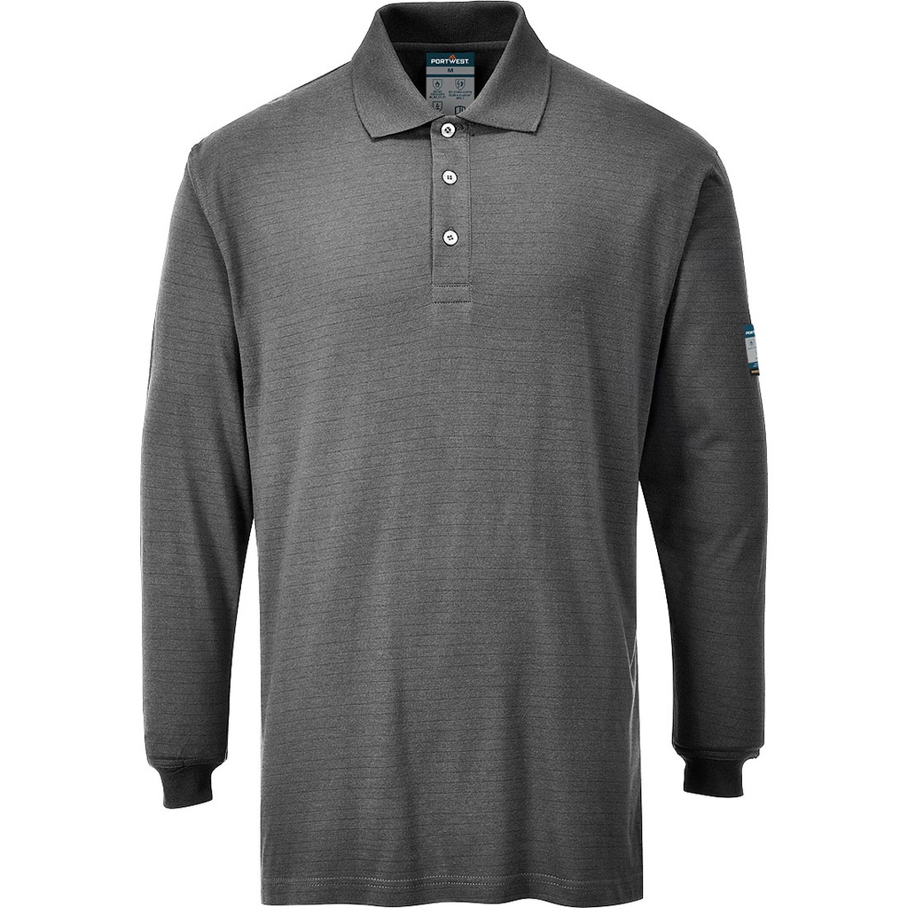 Polo manica lunga ignifuga antistatica Modaflame – Grigio