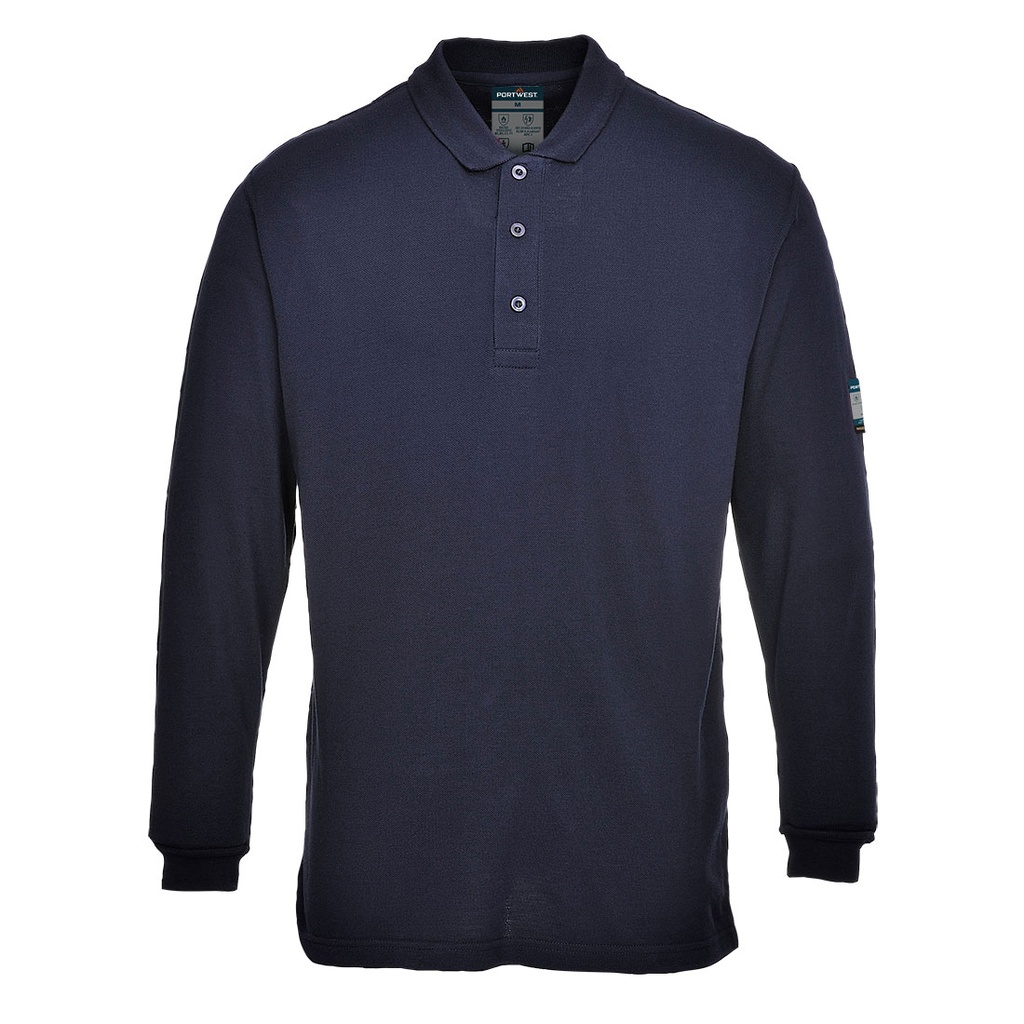 Polo manica lunga ignifuga antistatica Modaflame – Blu navy