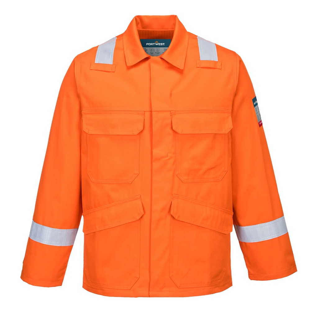 Giacca ignifuga antistatica Bizflame Work con bande riflettenti – Arancione