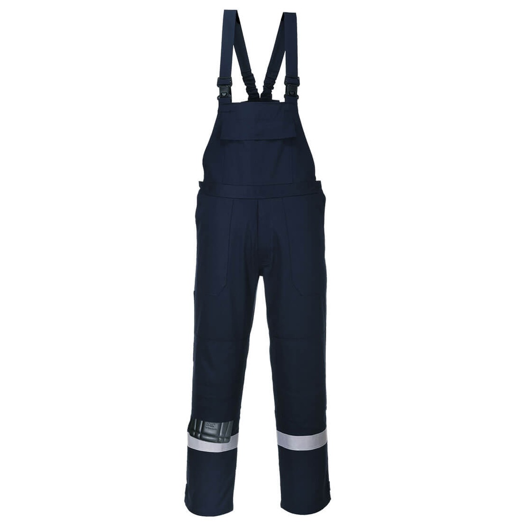 Salopette ignifuga antistatica Bizflame Work con bande riflettenti – Blu navy chiaro