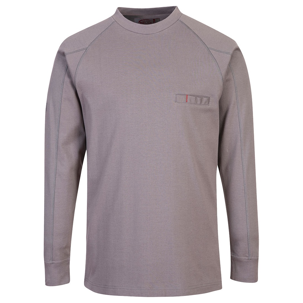 T-shirt manica lunga ignifuga antistatica girocollo con taschino – Grigio