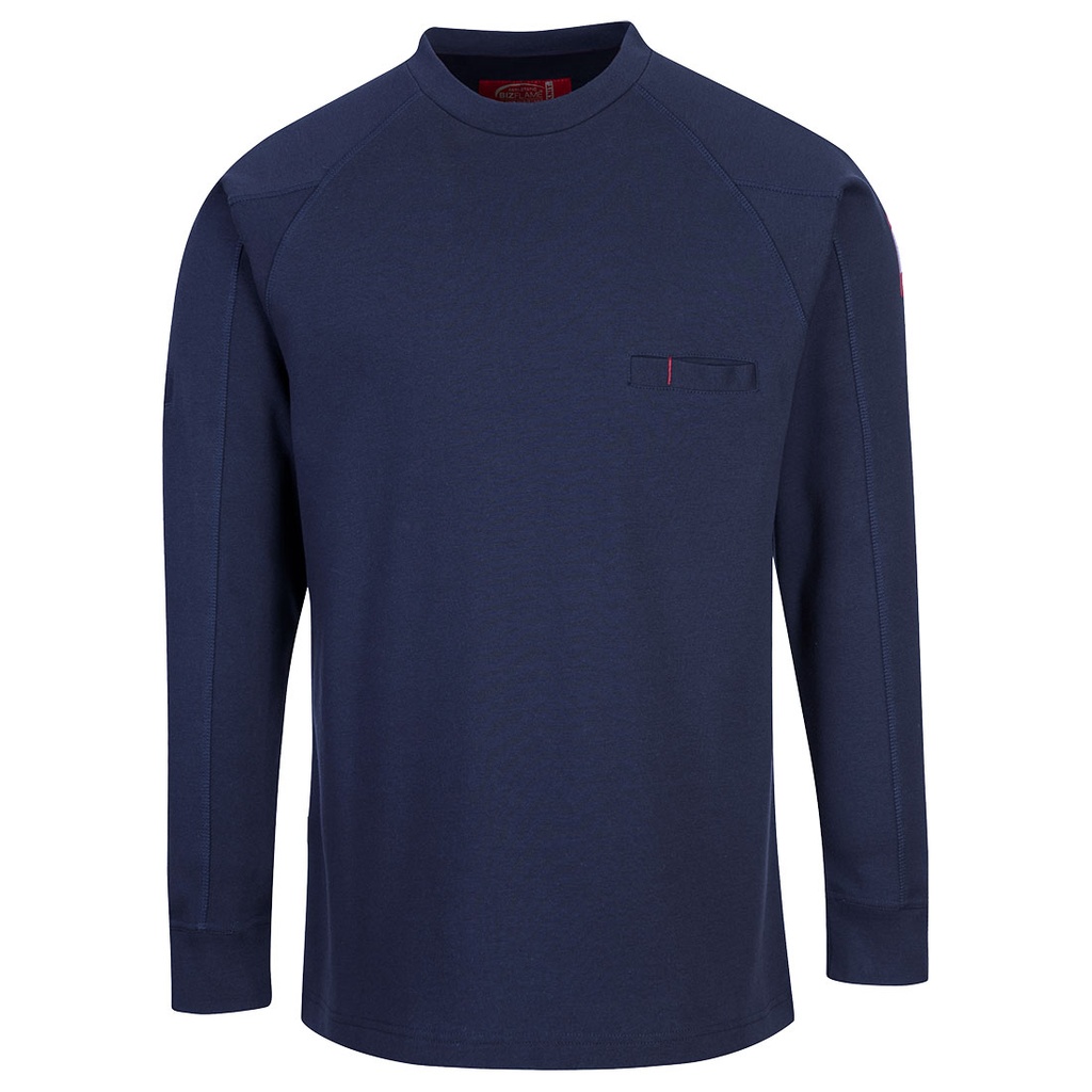 T-shirt manica lunga ignifuga antistatica girocollo con taschino – Blu navy chiaro