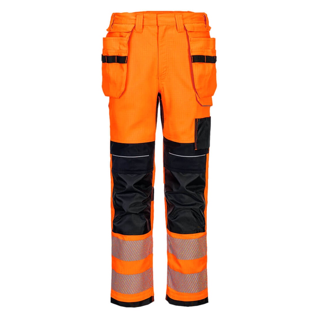 Pantaloni holster ignifughi alta visibilità arancione PW3 Modaflame classe 2 – Arancione/nero