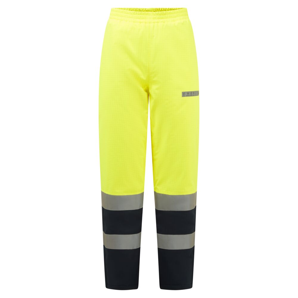 Pantaloni invernali ignifughi multinorma alta visibilità Bizflame Rain+ classe 2 – Giallo/blu navy