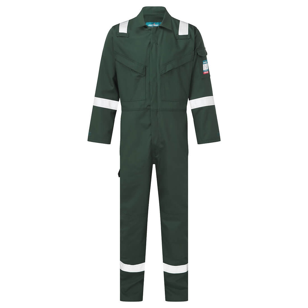 Tuta ignifuga antistatica Bizflame Work con bande riflettenti – Verde