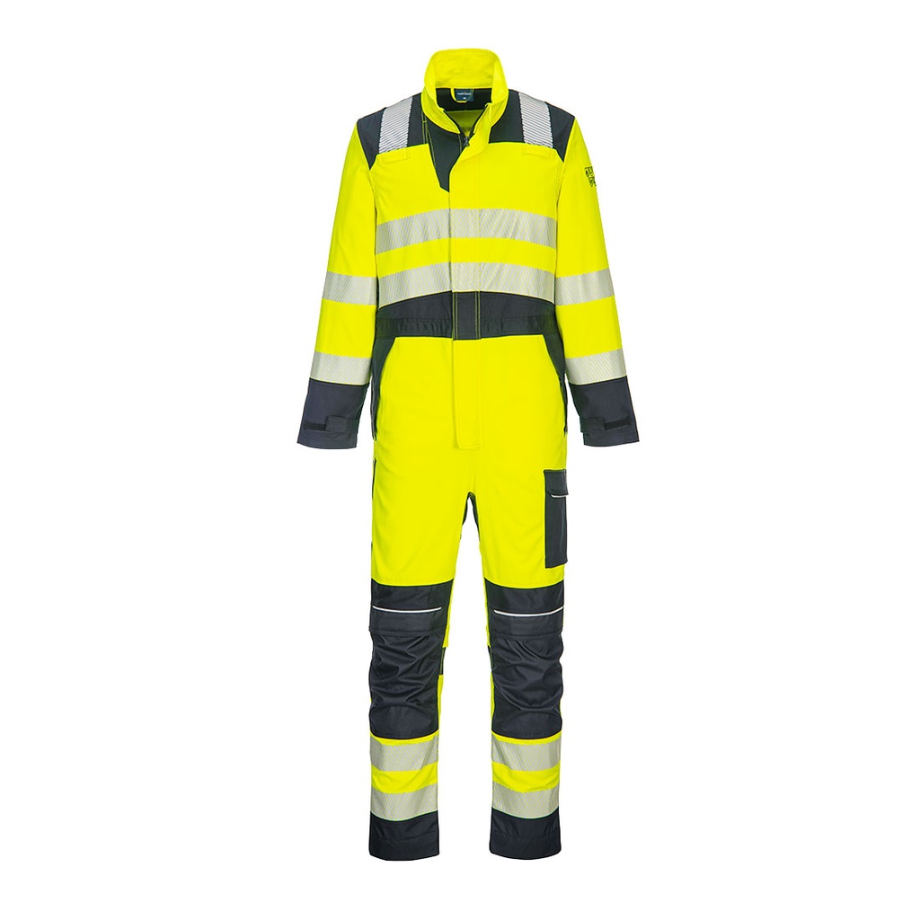 Tuta ignifuga multinorma alta visibilità PW3 Modaflame Work classe 3 – Giallo/blu navy