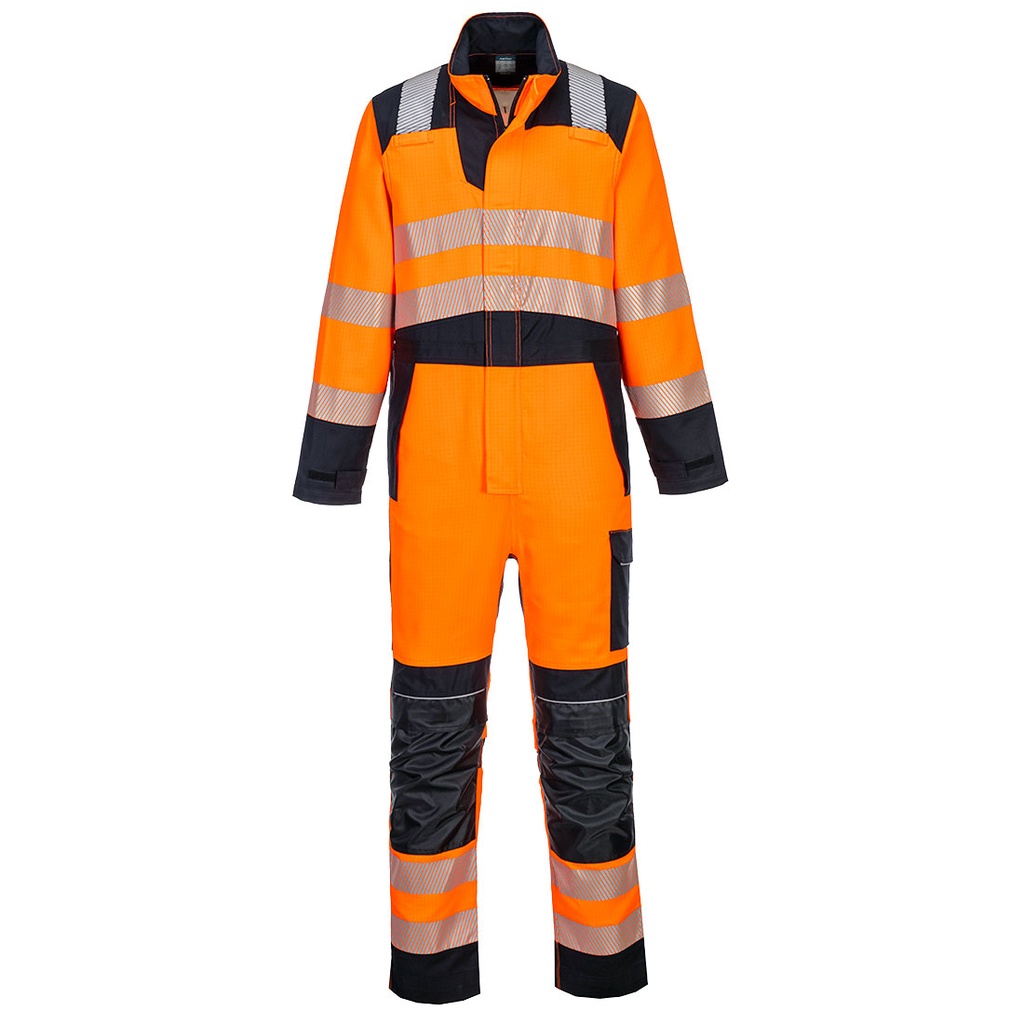 Tuta ignifuga multinorma alta visibilità arancione PW3 Modaflame classe 3 – Arancione/blu navy